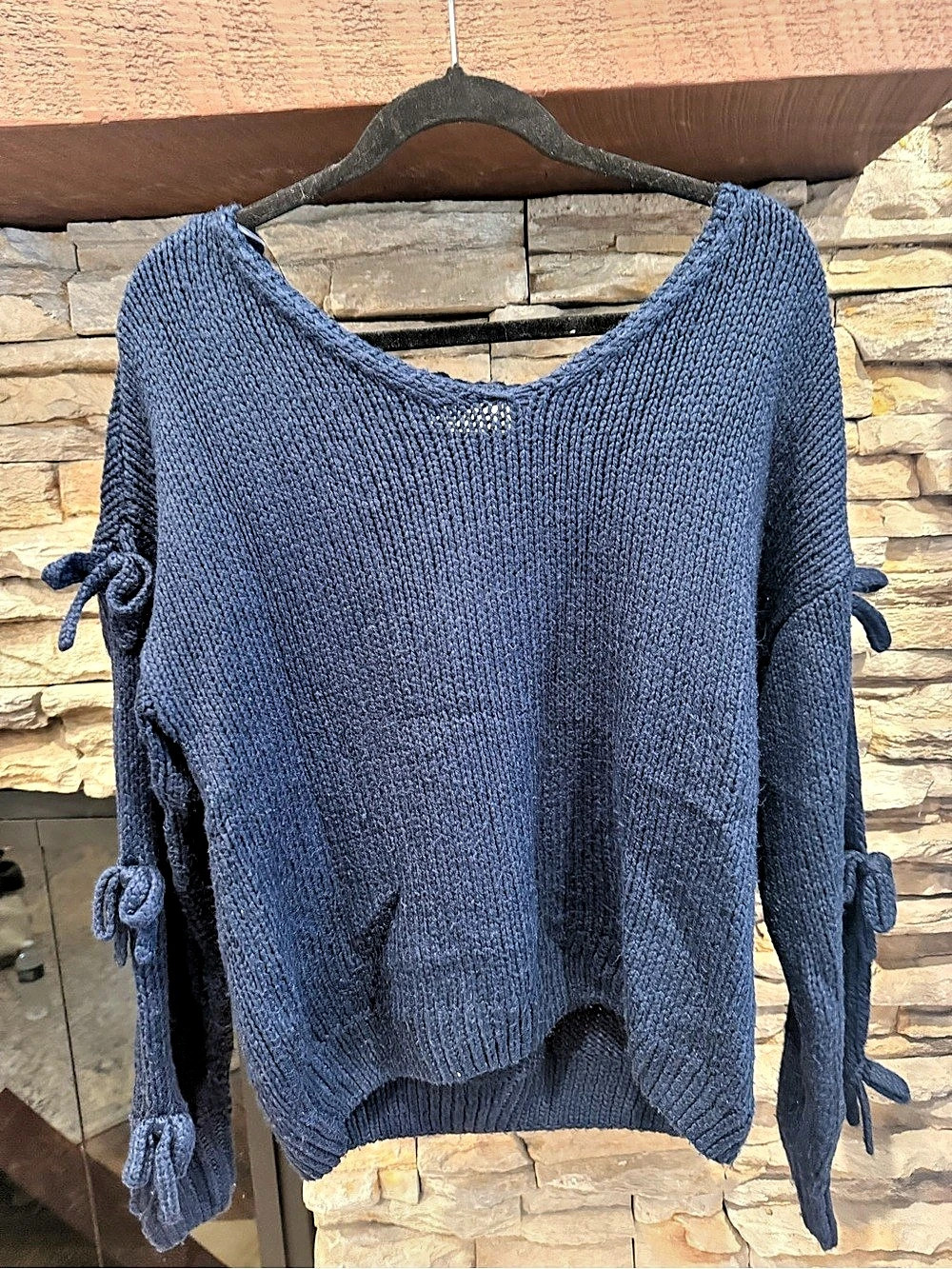 Blue Tie-Sleeve Sweater Like New